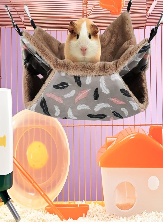LYART 2 Pieces Guinea Pig Rat Ferret Hammocks and Warm Beds for Small Animals Pet, Squirrel Rat Ferret Cage Accessories and Toys for Sugar Glider Guinea Pig Hamster (1.Flamingo+Feather) - Image 3